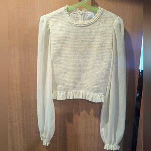 Wilfred Yellow Smocked Long-Sleeve Top